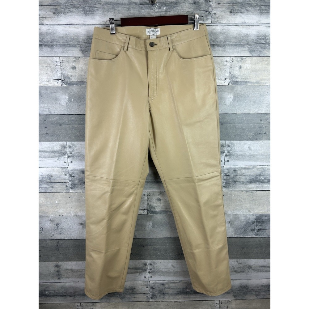 Hugo Buscati Collection Beige Leather Pants Size 12